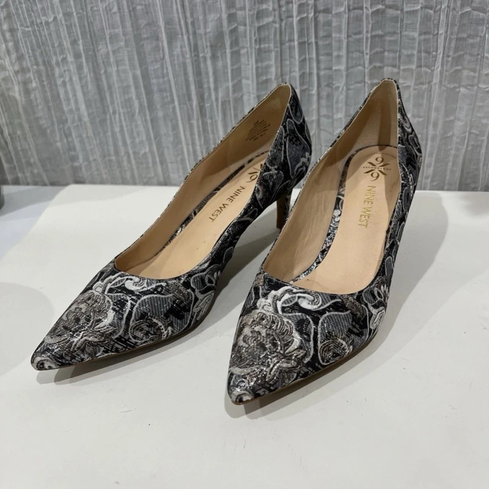 Nine West Monochrome Floral Heels